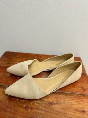 J.Crew Women's Beige Leather Suede Pointed Zoe D'Orsay Flats 8.5